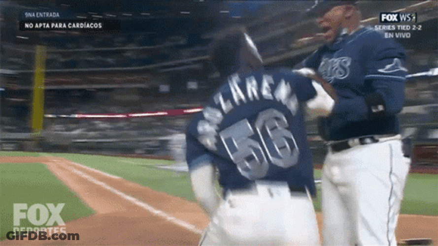 Randy Arozarena Hugs Team Mate GIF