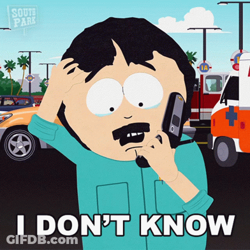 Randy From South Park Talking On Cell Phone Saying I Don't Know GIF