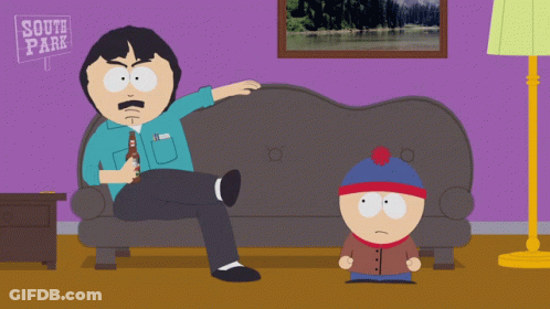 Randy Marsh Sitting On Couch South Park Sign GIF