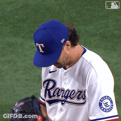 Rangers Baseball Player Looking Down GIF