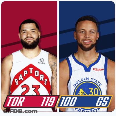 Raptors And Warriors Basketball Players Standing Together GIF