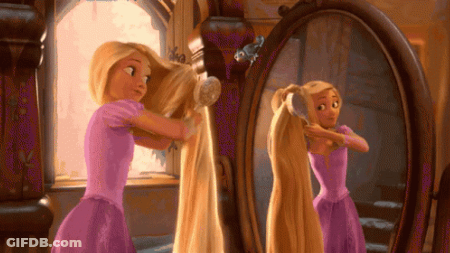 Rapunzel Brushing Her Long Hair GIF