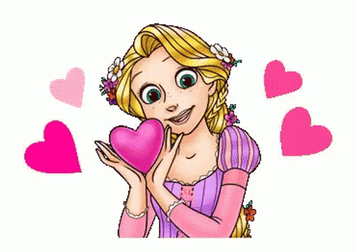 Rapunzel Cute Pink Hearts GIF