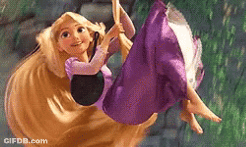 Rapunzel Gliding Down Her Hair GIF