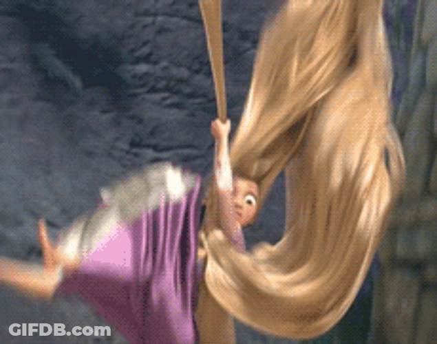 Rapunzel Hanging On Her Hair GIF