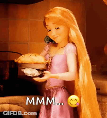 Rapunzel Holding Pie Saying Mmmm GIF