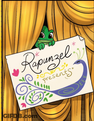 Rapunzel Presents Sign With Peacock GIF