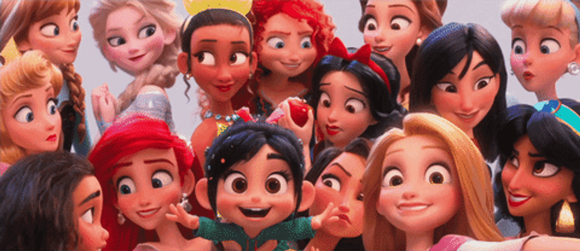 Rapunzel Taking Selfies With Disney Princesses GIF