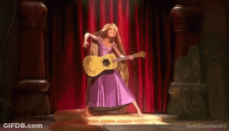 Rapunzel Tangled Playing Guitar GIF