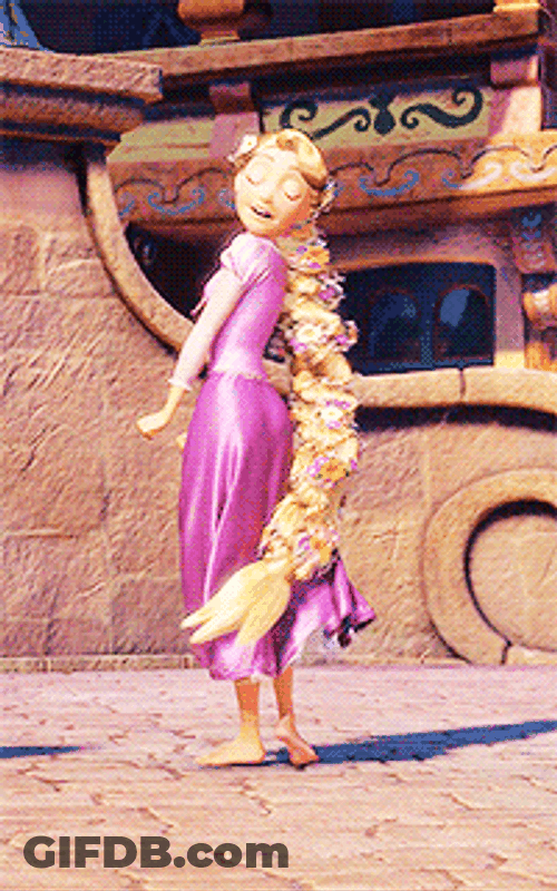 Rapunzel Twirling With Braided Hair GIF