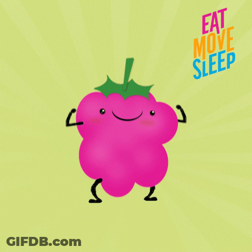 Raspberry Eat Move Sleep Cartoon GIF