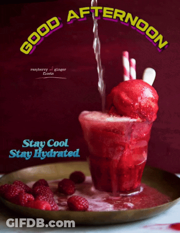 Raspberry Ginger Float With Straws GIF