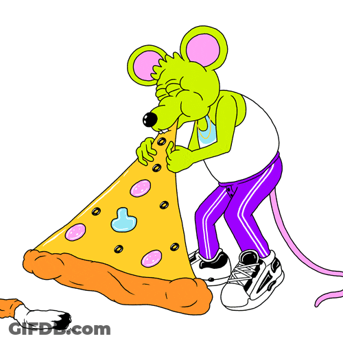 Rat Showering Eating Pizza GIF