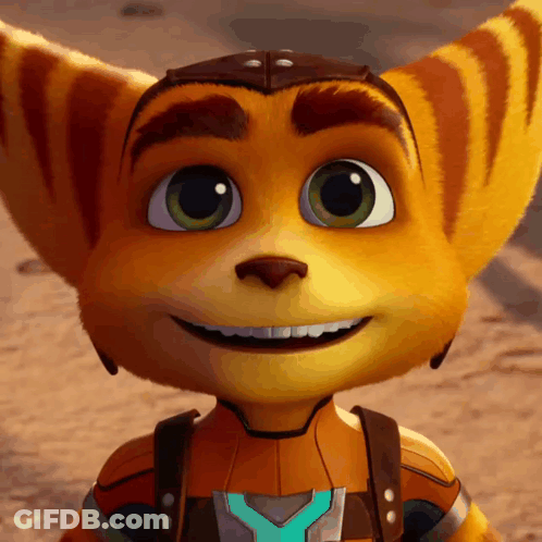 Ratchet From The Video Game Ratchet And Clank Is Smiling GIF