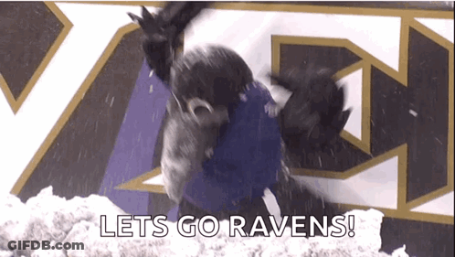 Raven In Snow Saying Let's Go Ravens GIF