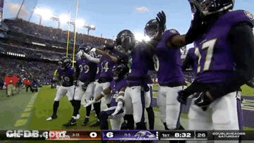 Ravens Football Players Celebrating Touchdown GIF
