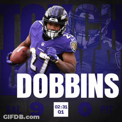 Ravens Player Dobbins Running With Football GIF