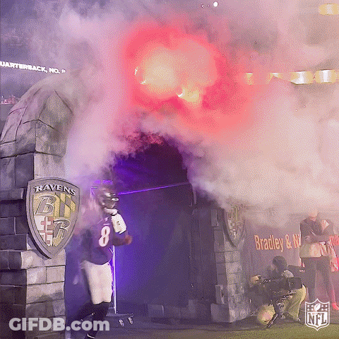 Ravens Player Number 8 Running Through Smoke GIF