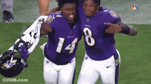 Ravens Players Number 14 And 8 Pose GIF