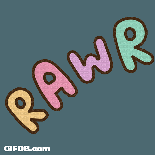 Rawr Multicolored Digital Text Art GIF