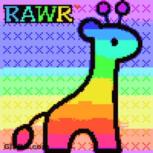 Rawr Rainbow Colored Giraffe Graphic Art GIF