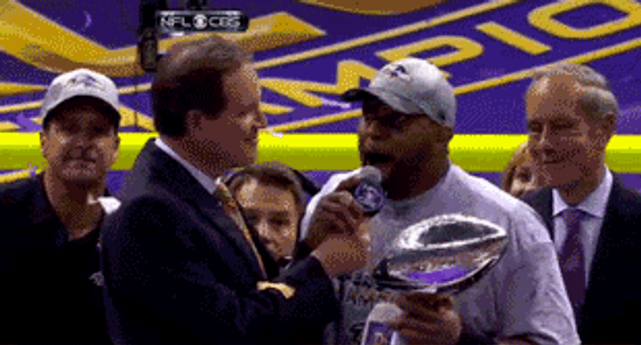 Ray Lewis Giving Speech Holding Trophy GIF