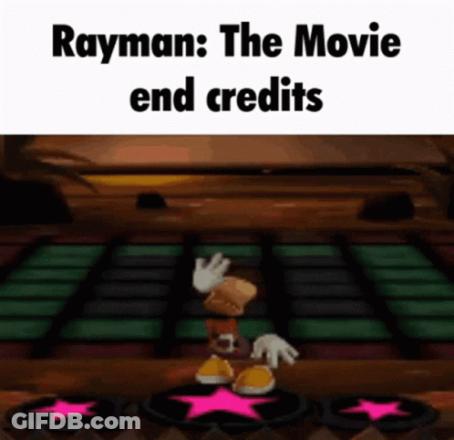 Rayman End Credits On Video Game Screen GIF
