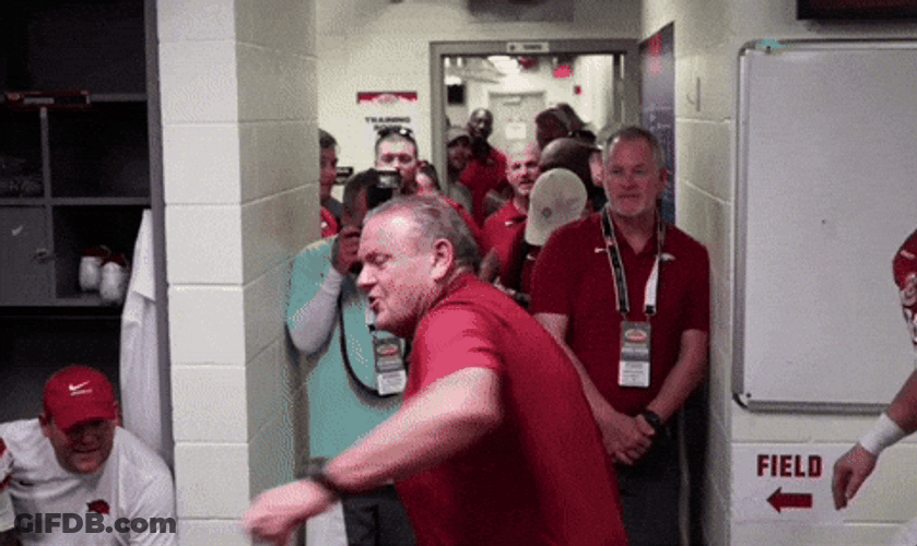 Razorbacks Coach Celebrating With Players GIF