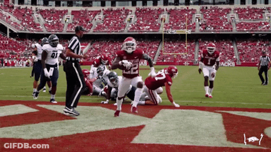Razorbacks Player Celebrating Touchdown GIF