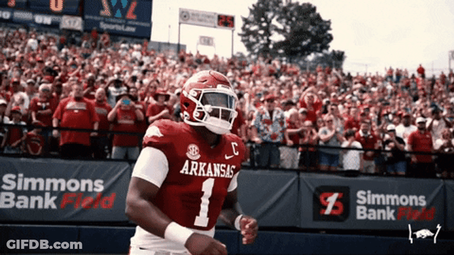 Razorbacks Player Entering Football Field GIF