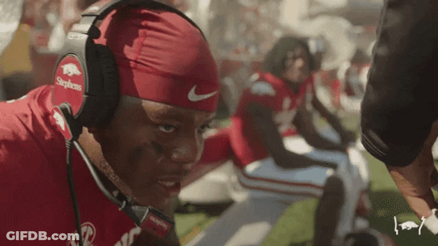 Razorbacks Player Talking On Headset GIF