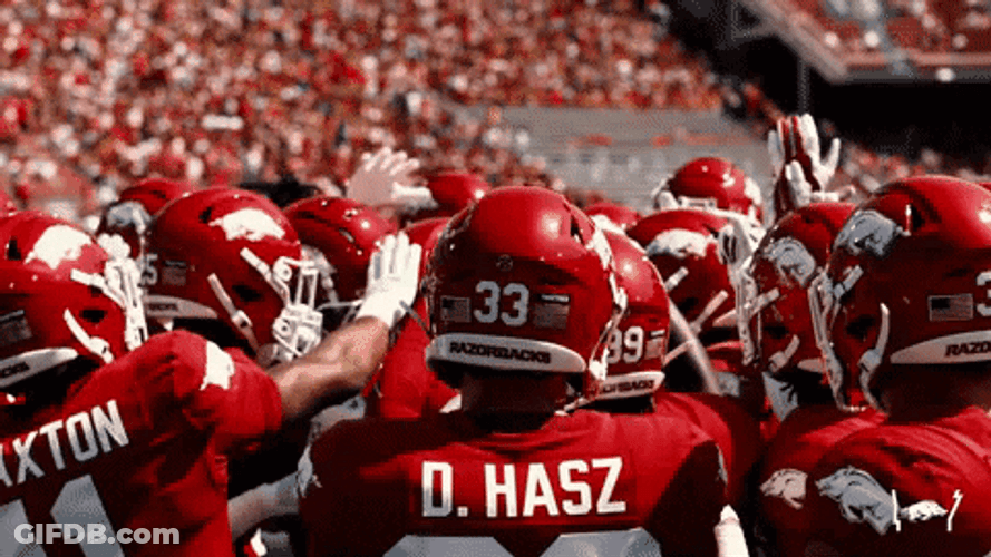 Razorbacks Players Huddle Up GIF