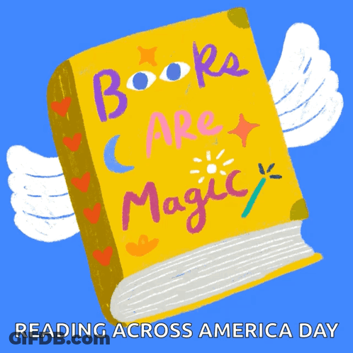 Reading Across America Day Poster With Yellow Book With Wings GIF