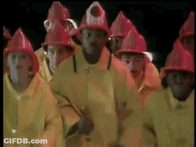 Reading Rainbow LeVar Burton Dancing Fireman Costume GIF