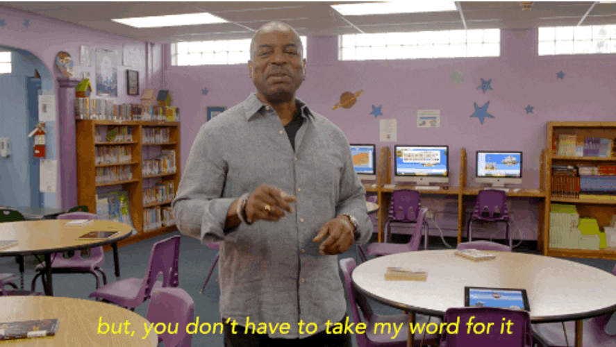 Reading Rainbow LeVar Burton Talking At Library GIF