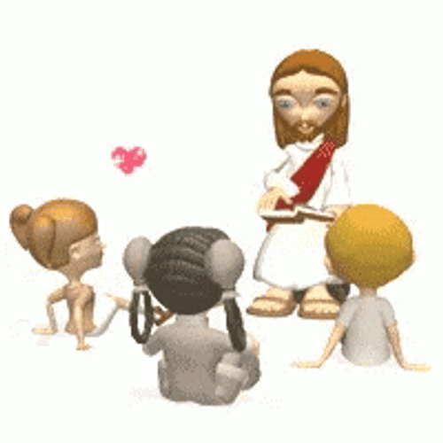 Reading Stories To Children Animated Jesus GIF