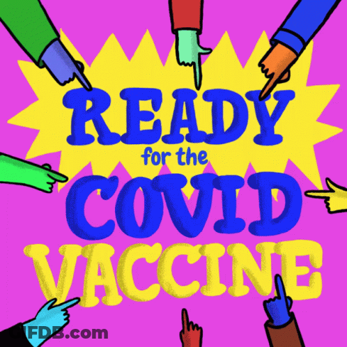 Ready For The Covid Vaccine Sign With Hands Pointing GIF