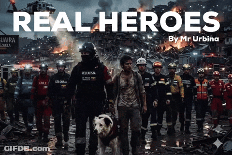 Real Heroes By Mr Urbina Firefighters Poster GIF