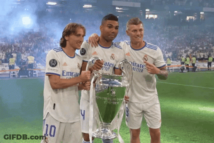 Real Madrid Champions League Trio Bolding Trophy GIF