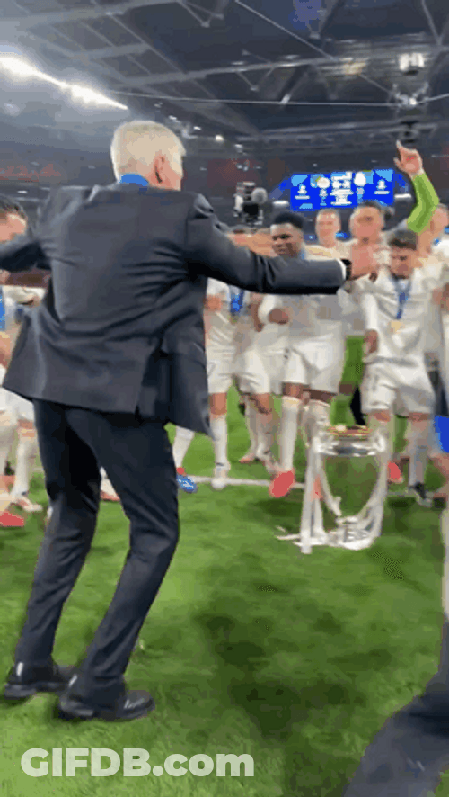 Real Madrid Coach Victory Dance With Players GIF
