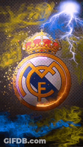 Real Madrid Logo With Crown And Lightning GIF