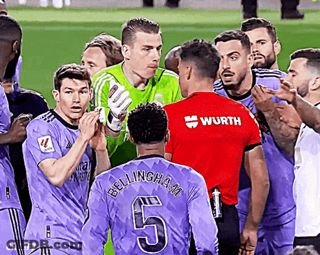 Real Madrid Players Argue With Referee GIF
