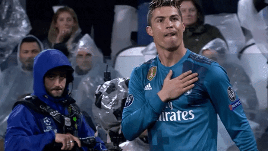 Real Madrid Ronaldo Holding His Heart For Fans GIF