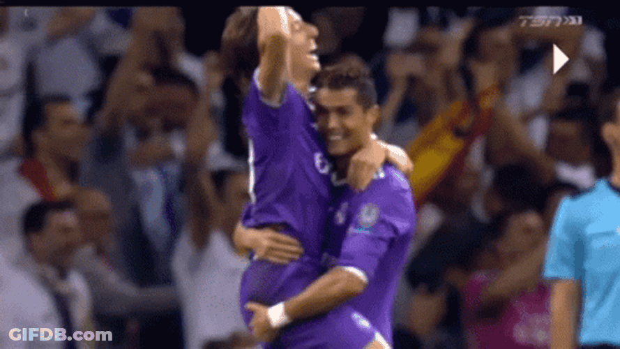 Real Madrid Ronaldo Lifted Teammate GIF