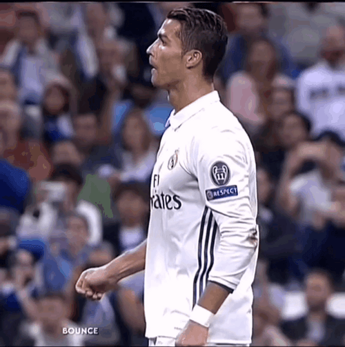 Real Madrid Ronaldo Lifts Hand For The Fans GIF
