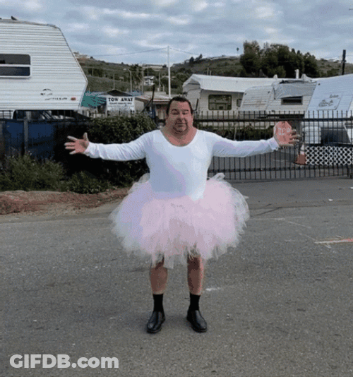 Reality Tv Star Big Ed Ballerina Costume Jumping GIF