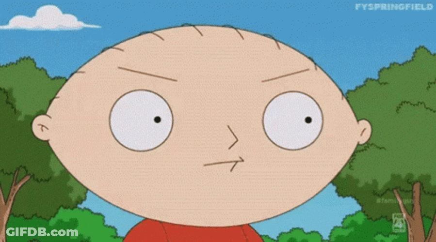Rebellious Stewie Griffin Squinting Family Guy GIF