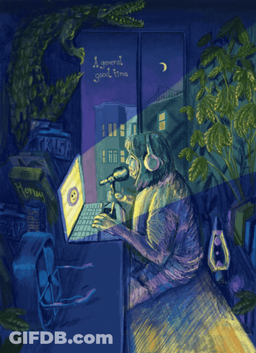 Recording At Night Lofi Girl GIF