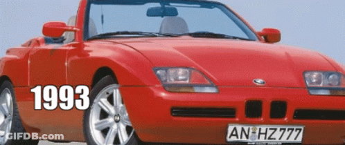 Red 1993 Sports Car With License Plate An HZ777 GIF