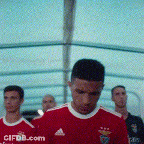 Red Adidas Soccer Players In Stadium GIF